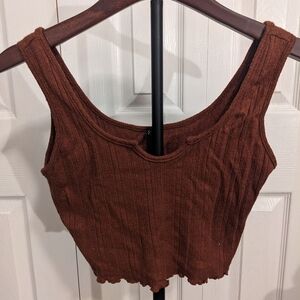 Zaful brown ribbed crop top